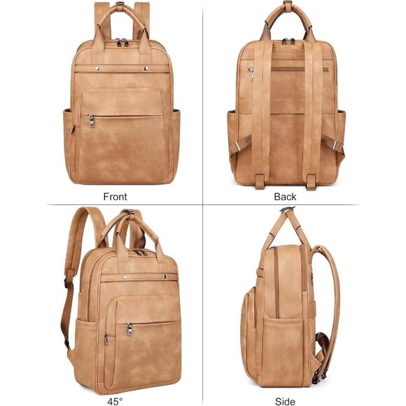 ❤️ Leather Laptop Backpack for Women Stylish Computer Back pacShoulder Bags - Picture 5 of 9